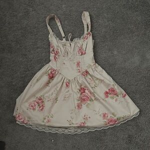 Girls Floral Pink and Cream Sundress